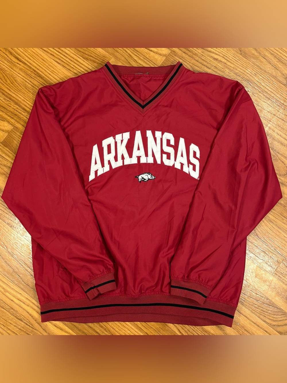 Arkansas Razorbacks Vintage Red Windbreaker Pullover Jacket NCAA Size L